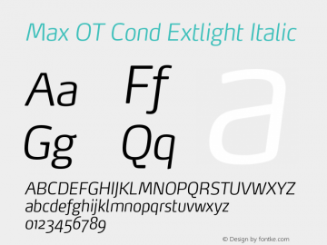 MaxOT-CondExtlightItalic Version 7.504; 2014; Build 1024图片样张