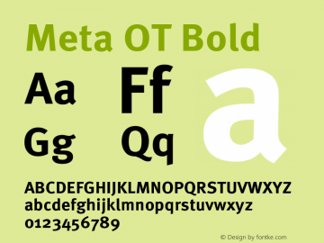 Meta OT Bold Version 7.600, build 1027, FoPs, FL 5.04图片样张