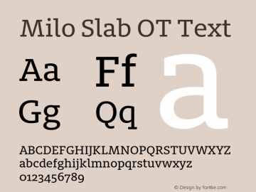 Milo Slab OT Text Version 7.600, build 1028, FoPs, FL 5.04图片样张