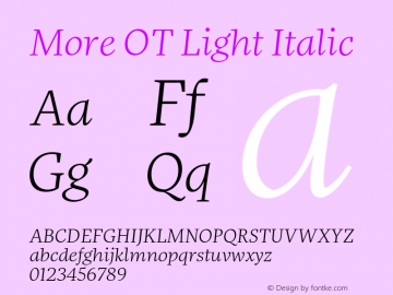 MoreOT-LightItalic Version 7.504; 2010; Build 1002图片样张