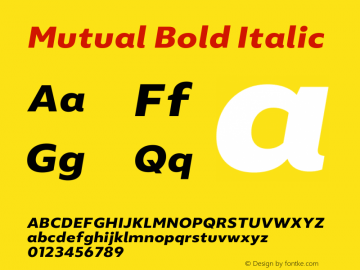 Mutual Bold Italic Version 1.00图片样张