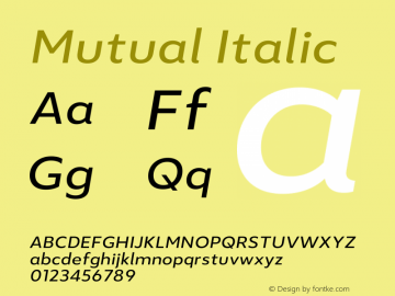 Mutual Italic Version 1.00图片样张