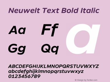 Neuwelt Text Bold Italic Version 1.00, build 19, g2.6.2 b1235, s3图片样张