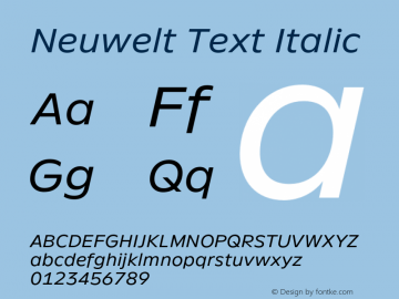 Neuwelt Text Italic Version 1.00, build 19, g2.6.2 b1235, s3图片样张