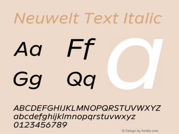 Neuwelt Text Italic Version 1.00, build 19, g2.6.2 b1235, s3图片样张