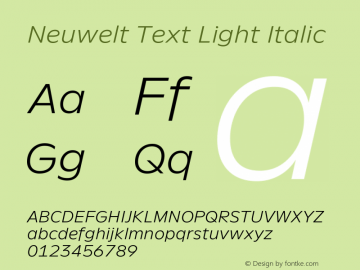 Neuwelt Text Light Italic Version 1.00, build 21, g2.6.2 b1235, s3图片样张