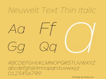 Neuwelt Text Thin Italic Version 1.00, build 19, g2.6.2 b1235, s3图片样张