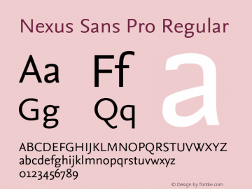 Nexus Sans Pro Version 7.600, build 1027, FoPs, FL 5.04图片样张