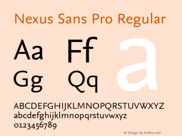 Nexus Sans Pro Version 7.600, build 1027, FoPs, FL 5.04图片样张
