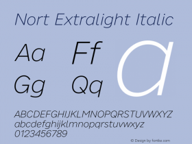 Nort Extralight Italic Version 7.70图片样张