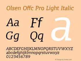 Olsen Offc Pro Light Italic Version 7.504; 2010; Build 1002图片样张
