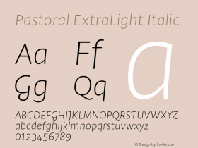 Pastoral ExtraLight Italic Version 1.00图片样张