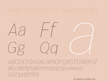 Real Text Pro Cn Hairline Obl Version 1.00图片样张