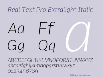 Real Text Pro Extralight Italic Version 7.70图片样张