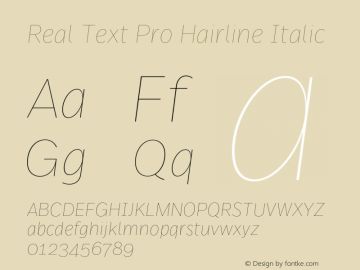 Real Text Pro Hairline Italic Version 7.70图片样张