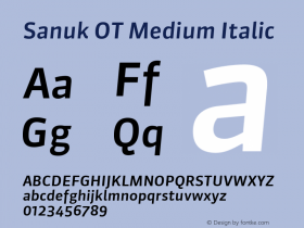 Sanuk OT Medium Italic Version 7.504; 2016; Build 1022图片样张