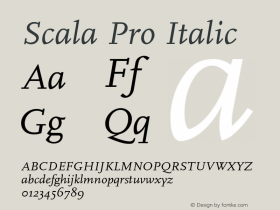 Scala Pro Italic Version 7.600, build 1027, FoPs, FL 5.04图片样张