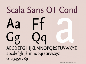 Scala Sans OT Cond Version 7.600, build 1027, FoPs, FL 5.04图片样张