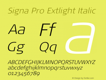 SignaPro-ExtlightItalic Version 7.504; 2011; Build 1023图片样张