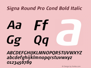 Signa Round Pro Cond Bold Italic Version 7.504; 2017; Build 1029图片样张