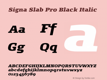 SignaSlabPro-BlackItalic Version 7.504; 2012; Build 1026图片样张