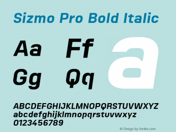 Sizmo Pro Bold Oblique Version 7.504; 2017; Build 1033图片样张