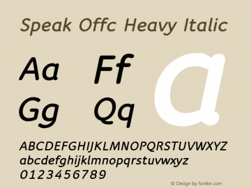 Speak Offc Heavy Italic Version 7.504; 2009; Build 1021图片样张