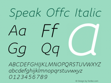 Speak Offc Italic Version 7.504; 2009; Build 1020图片样张