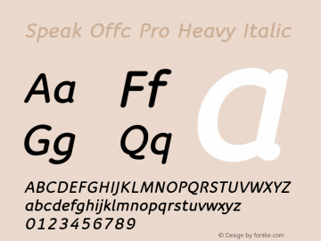 Speak Offc Pro Heavy Italic Version 7.504; 2012; Build 1021图片样张