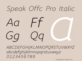 Speak Offc Pro Italic Version 7.504; 2012; Build 1020图片样张