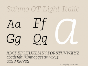 Suhmo OT Light Italic Version 7.60图片样张