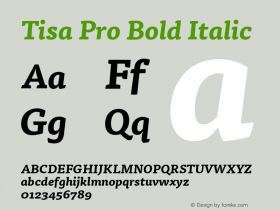 Tisa Pro Bold Italic Version 7.600, build 1027, FoPs, FL 5.04图片样张