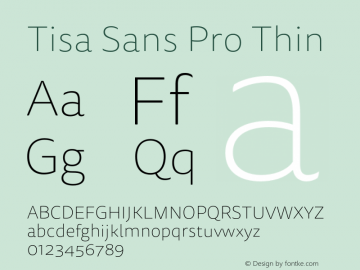 Tisa Sans Pro Thin Version 7.600, build 1027, FoPs, FL 5.04图片样张