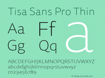 Tisa Sans Pro Thin Version 7.600, build 1027, FoPs, FL 5.04图片样张