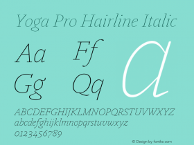 Yoga Pro Hairline Italic Version 7.600, build 1028, FoPs, FL 5.04图片样张