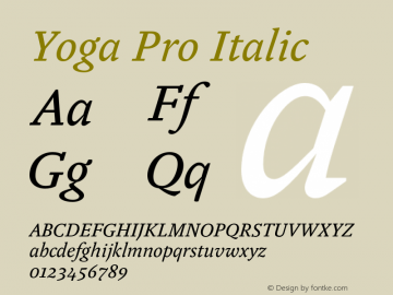 Yoga Pro Italic Version 7.600, build 1028, FoPs, FL 5.04图片样张