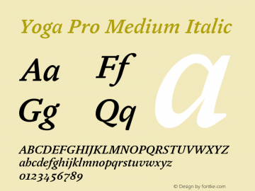 Yoga Pro Medium Italic Version 7.600, build 1028, FoPs, FL 5.04图片样张