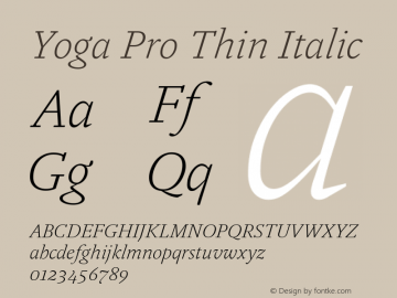 Yoga Pro Thin Italic Version 7.600, build 1028, FoPs, FL 5.04图片样张