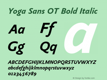 Yoga Sans OT Bold Italic Version 7.600, build 1028, FoPs, FL 5.04图片样张