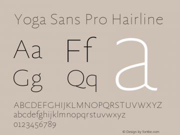 Yoga Sans Pro Hairline Version 7.600, build 1028, FoPs, FL 5.04图片样张