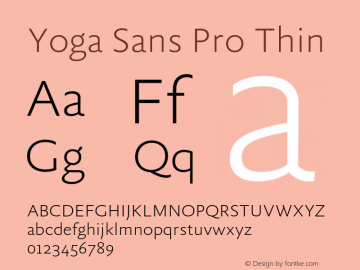 Yoga Sans Pro Thin Version 7.600, build 1028, FoPs, FL 5.04图片样张