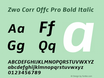 Zwo Corr Offc Pro Bold Italic Version 7.504; 2010; Build 1023图片样张