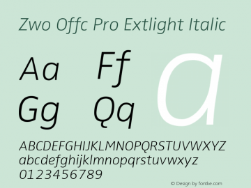 Zwo Offc Pro Extlight Italic Version 7.504; 2010; Build 1024图片样张