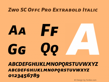 Zwo SC Offc Pro Extrabold Italic Version 7.504; 2010; Build 1023图片样张