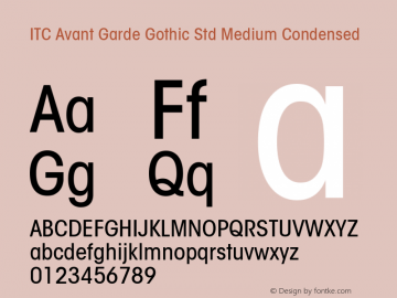 ITC Avant Garde Gothic Std Medium Condensed Version 1.00 Build 1000图片样张