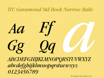 ITC Garamond Std Book Narrow Italic Version 1.00 Build 1000图片样张