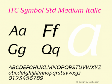 ITC Symbol Std Medium Italic Version 1.00 Build 1000图片样张
