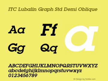 ITC Lubalin Graph Std Book Bold Italic Version 1.00 Build 1000图片样张
