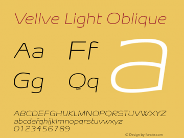 Vellve Light Italic Version 1.000图片样张