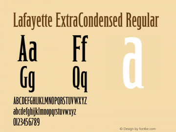 Lafayette ExtraCondensed Regular 001.000 Font Sample